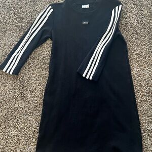 Adidas Classic Black Dress with Iconic White Sleeve Stripes